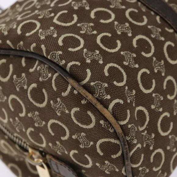 Celine Vintage Macadam Handbag Macadam Brown Canvas Bag (Pre-Owned)